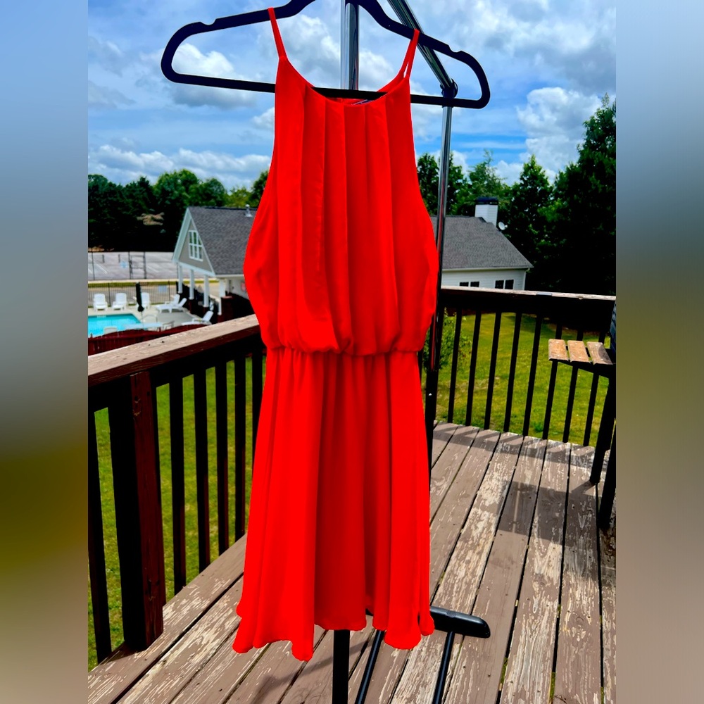 Bright orange AnaBe dress elastic waist band size medium sundress sleeveless